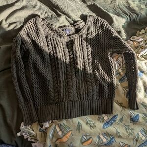 American Eagle Outfitters Dark Olive Knit Sweater